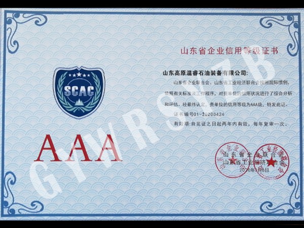 Enterprise Credit Rating Certificate